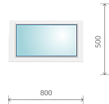 Пластиковое окно (одностворчатое, глухое), 800x500 мм