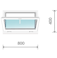 Пластиковое окно (фрамужное, с откидной створкой), 800x400 мм
