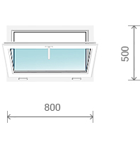 Пластиковое окно (фрамужное, с откидной створкой), 800x500 мм