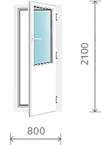 Пластиковая дверь (балконная, открывная), 800x2100 мм