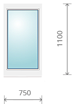 Пластиковое окно (одностворчатое, глухое), 750х1100 мм