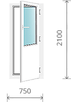 Пластиковая дверь (балконная, открывная), 750x2100 мм